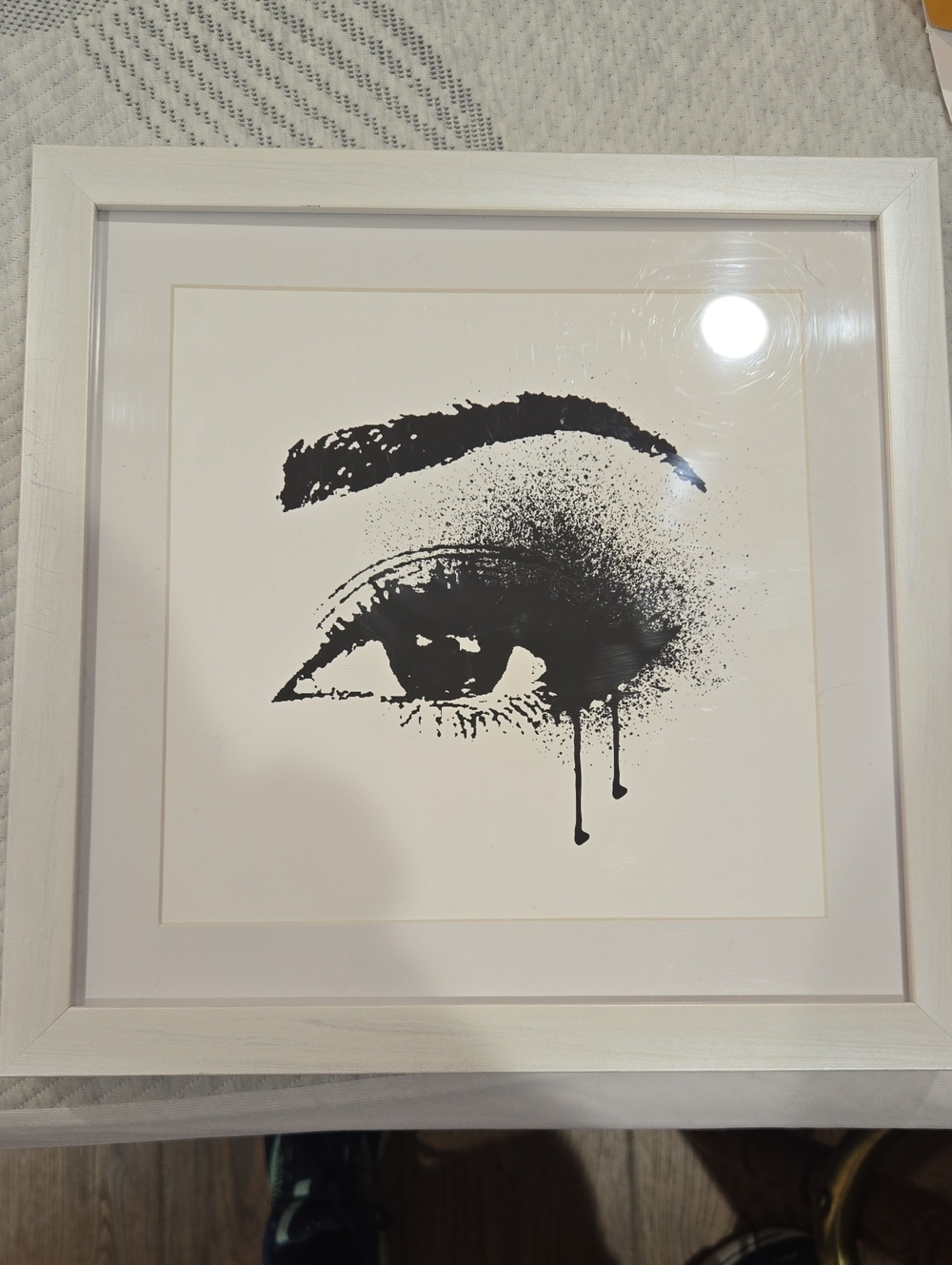 Framed Black Eyeliner Art Print - Modern Eye Wall Art